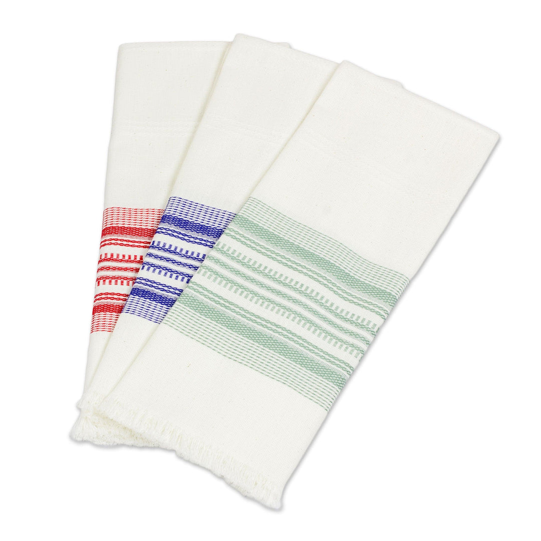 Multicolor 100% Cotton Dishtowels (Set of 3) - Village Fiesta
