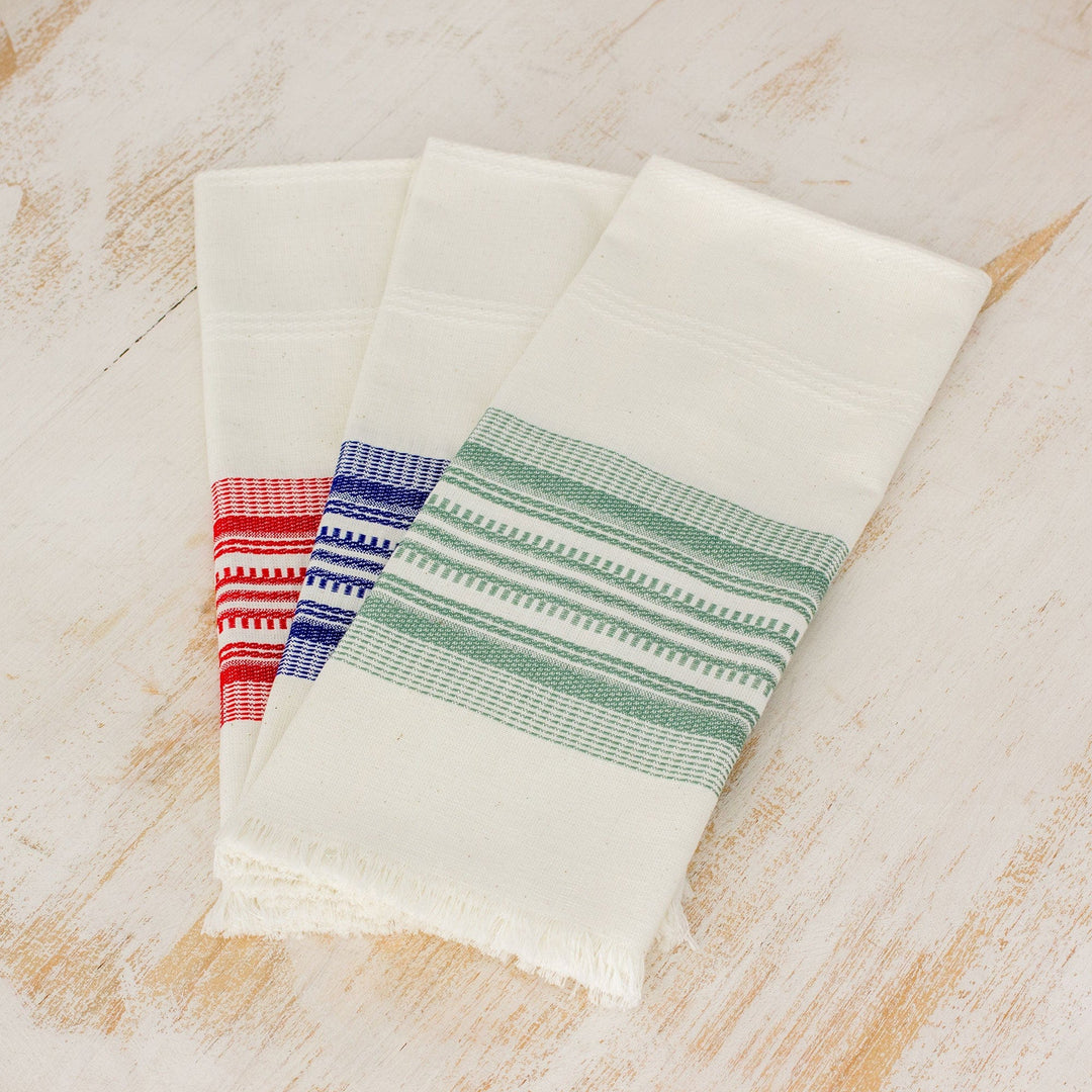 Multicolor 100% Cotton Dishtowels (Set of 3) - Village Fiesta