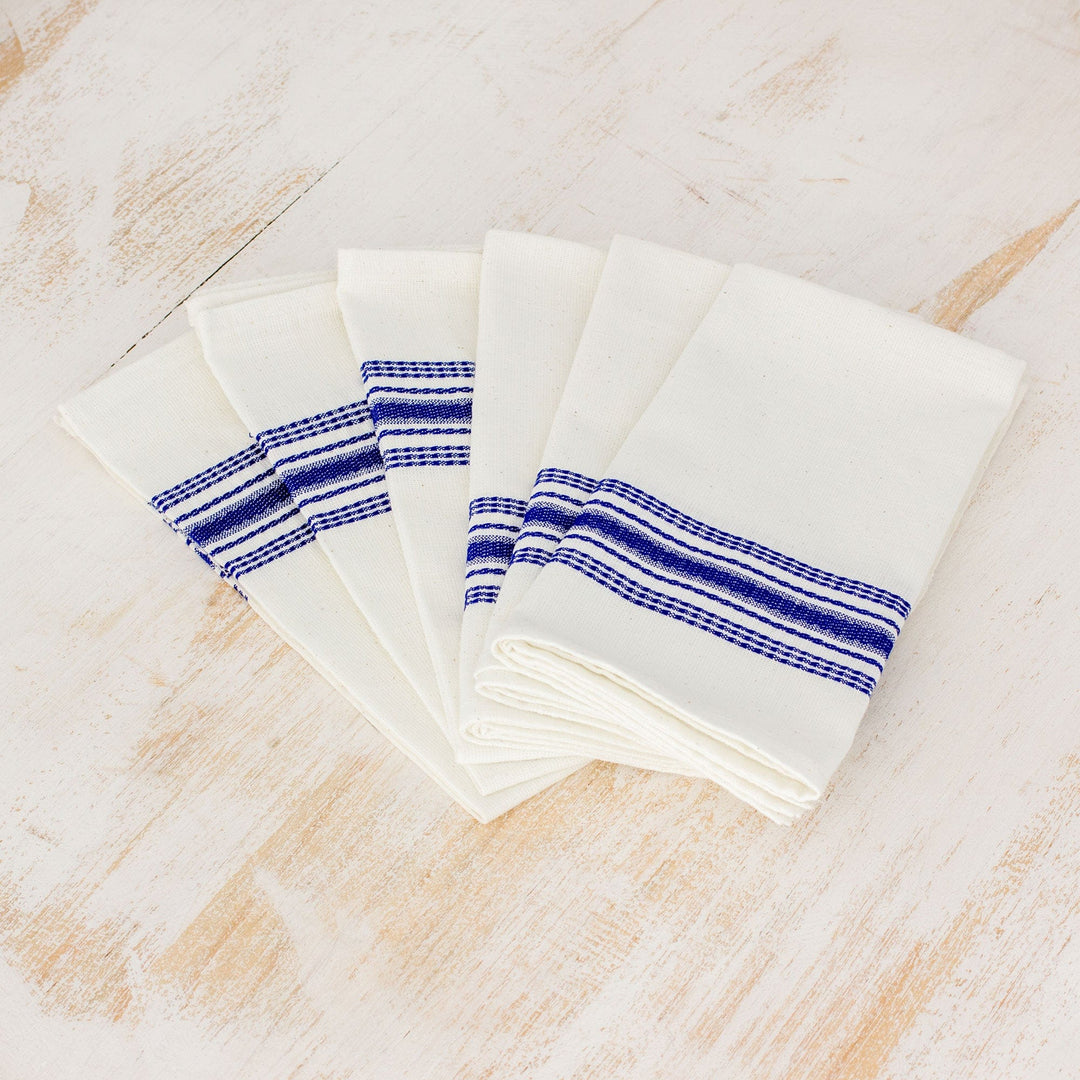 Striped 100% Cotton Napkins from Guatemala (Set of 6) - Peaceful Stripes