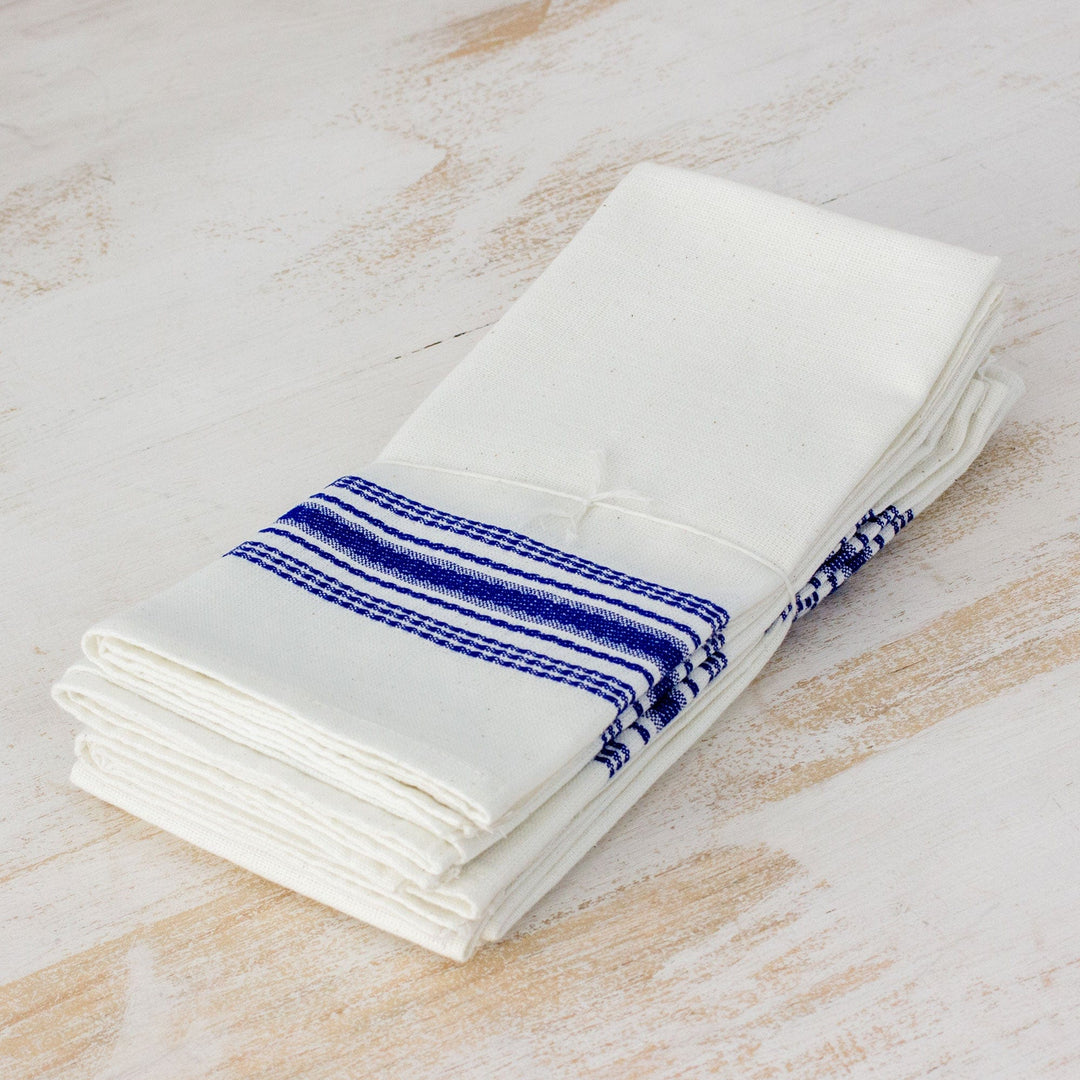 Striped 100% Cotton Napkins from Guatemala (Set of 6) - Peaceful Stripes