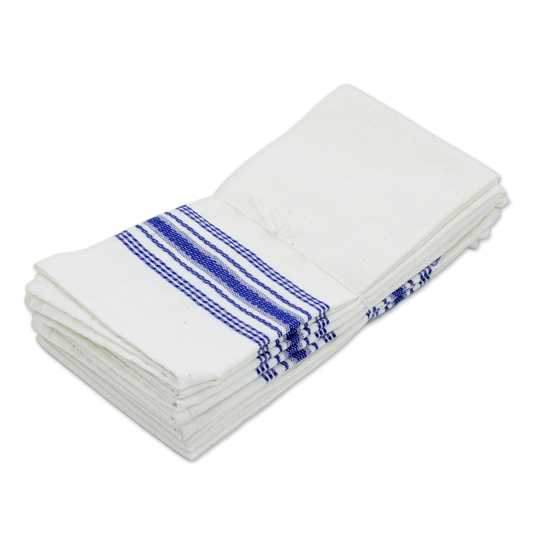 Striped 100% Cotton Napkins from Guatemala (Set of 6) - Peaceful Stripes
