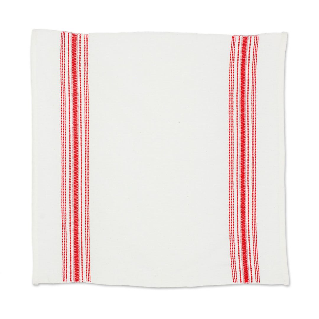 Red and White Striped Cotton Napkins (Set of 6) - Peaceful Lines