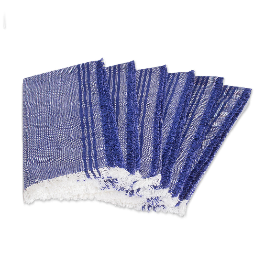 Blue 100% Cotton Napkins from Guatemala (Set of 6) - Delights of Home
