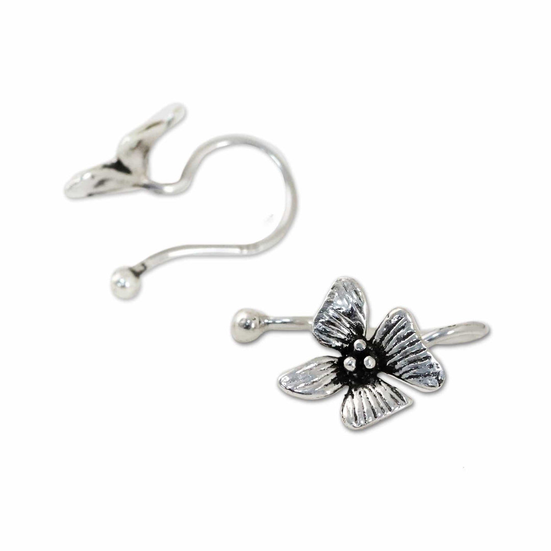 Sterling Silver Orchid Flower Ear Cuffs from Thailand - Petite Orchids