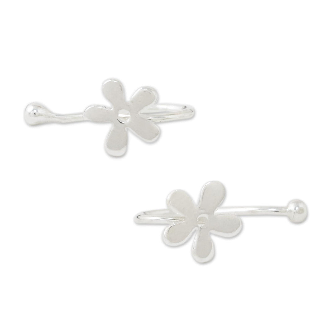925 Sterling Silver Floral Ear Cuffs from Thailand - Daisy Shine