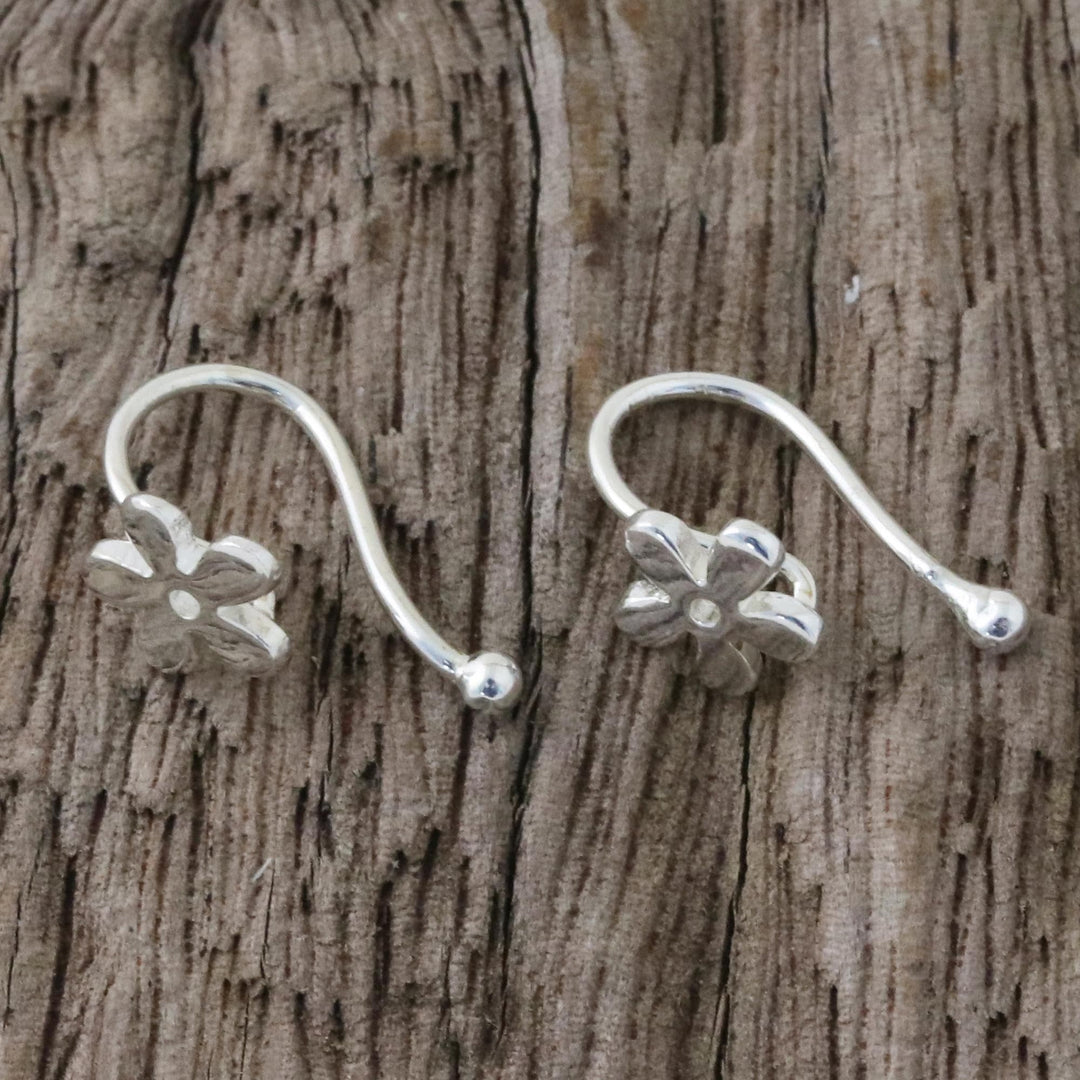 925 Sterling Silver Floral Ear Cuffs from Thailand - Daisy Shine