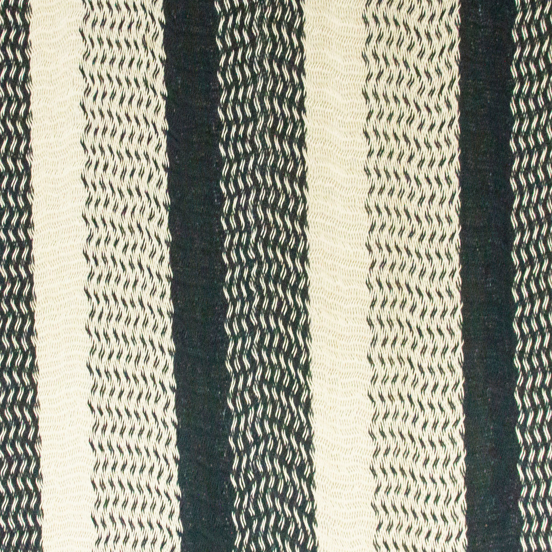 Handwoven Double Hammock in Black and Natural from Mexico - Night Stripes