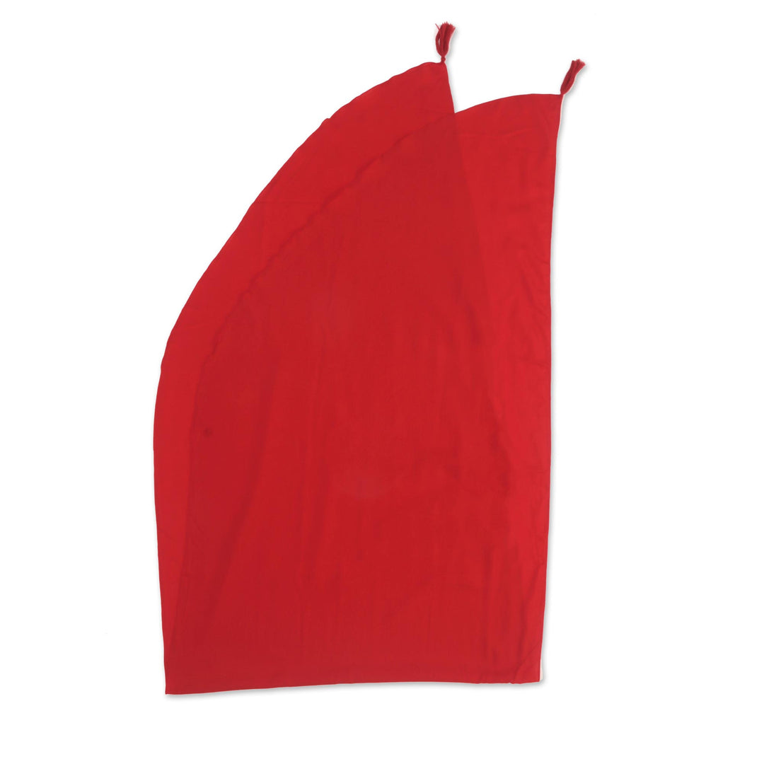 Handmade Red 100% Rayon Sarong from Indonesia - Paradise Breeze in Red
