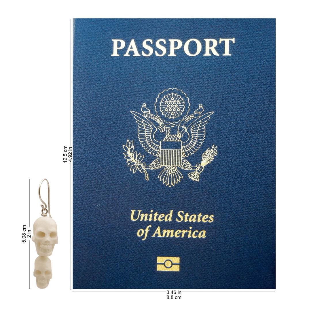 Handcrafted Bone Skull Dangle Earrings from Bali - Trunyan Skulls