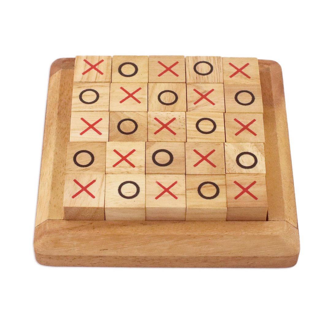 Handcrafted Large Wood Tic-Tac-Toe Board from Thailand - Extreme Tic-Tac-Toe