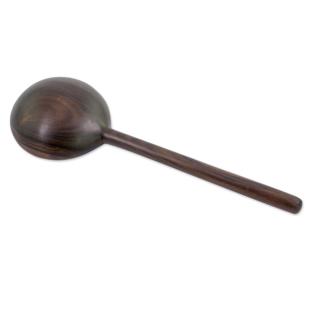 Handcrafted Dark Brown Cericote Wood Serving Spoon - Dinner in Peten