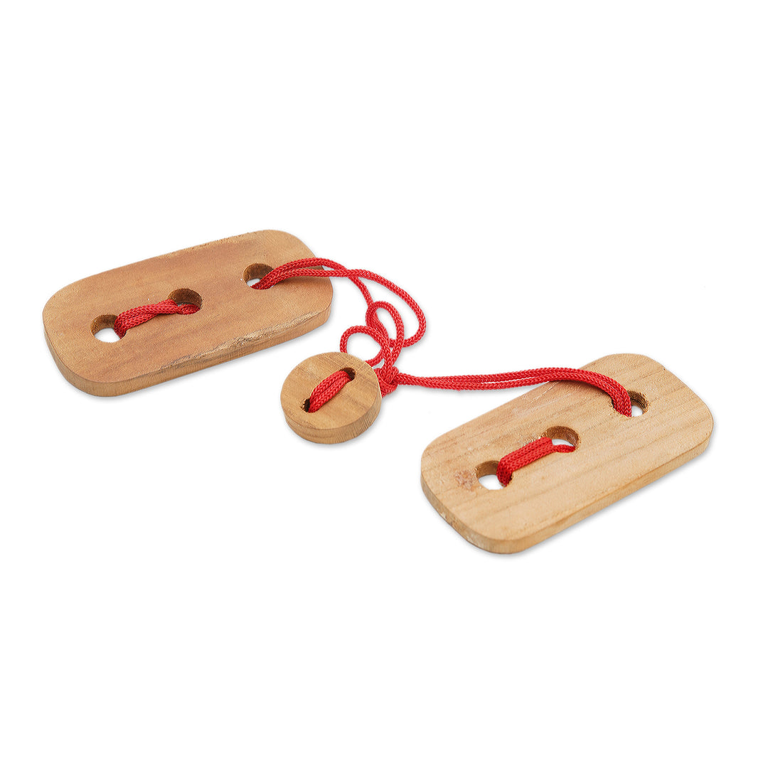 Fair Trade Handmade Teak Wood Pub Style Puzzle - Red Omed-Omedan