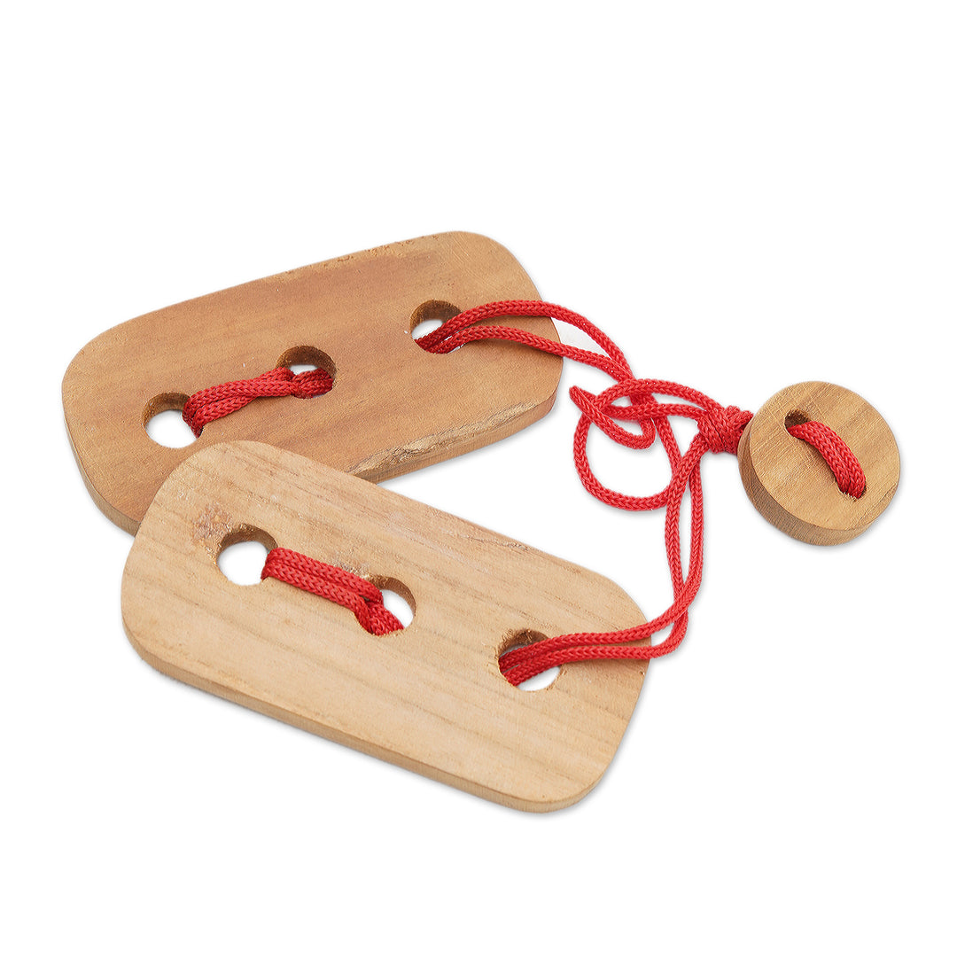 Fair Trade Handmade Teak Wood Pub Style Puzzle - Red Omed-Omedan