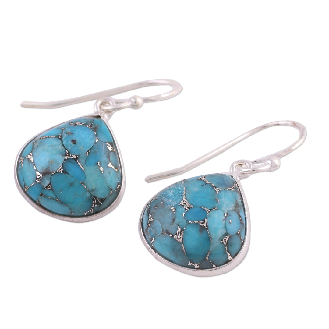 Sterling Silver and Composite Turquoise Earrings from India - Dancing Soul