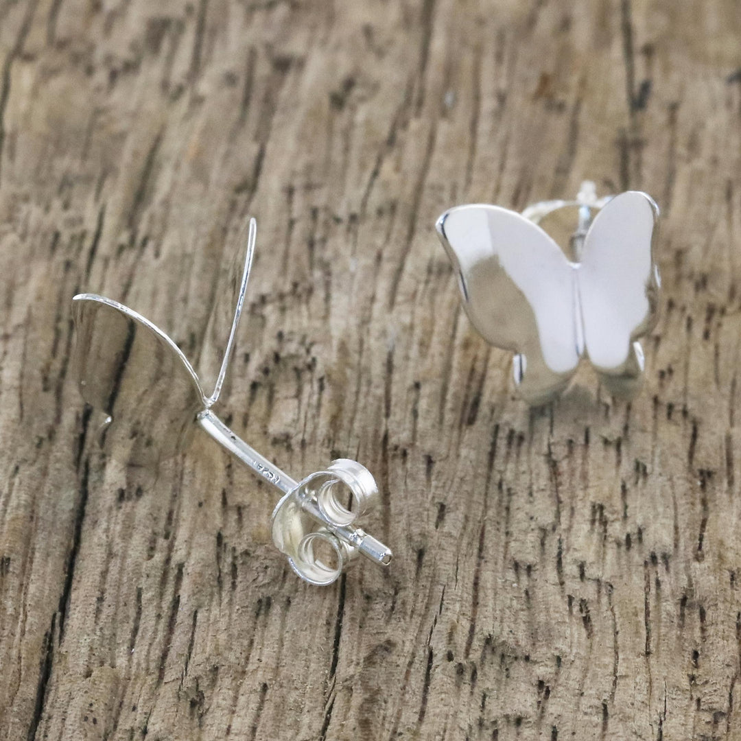 Handmade Sterling Silver Butterfly Earrings from Thailand - Silver Thoughts