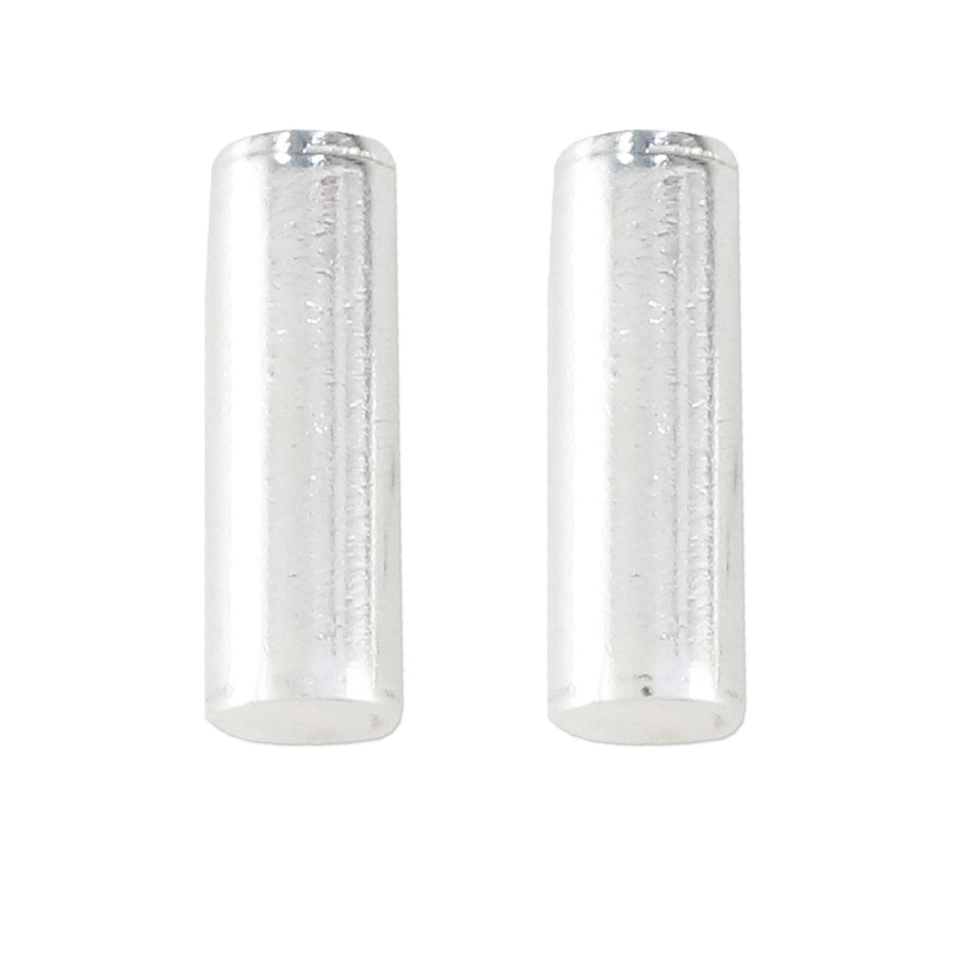 Handmade Sterling Silver Stud Earrings from Thailand - Sleek Silver