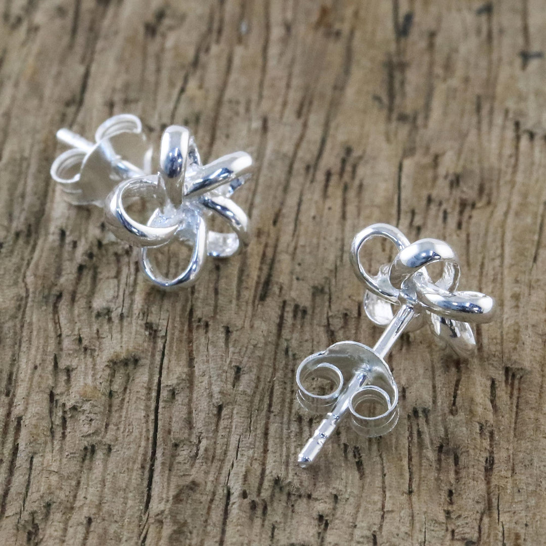 Handcrafted Thai Sterling Silver Floral Stud Earrings - Floral Delicacy