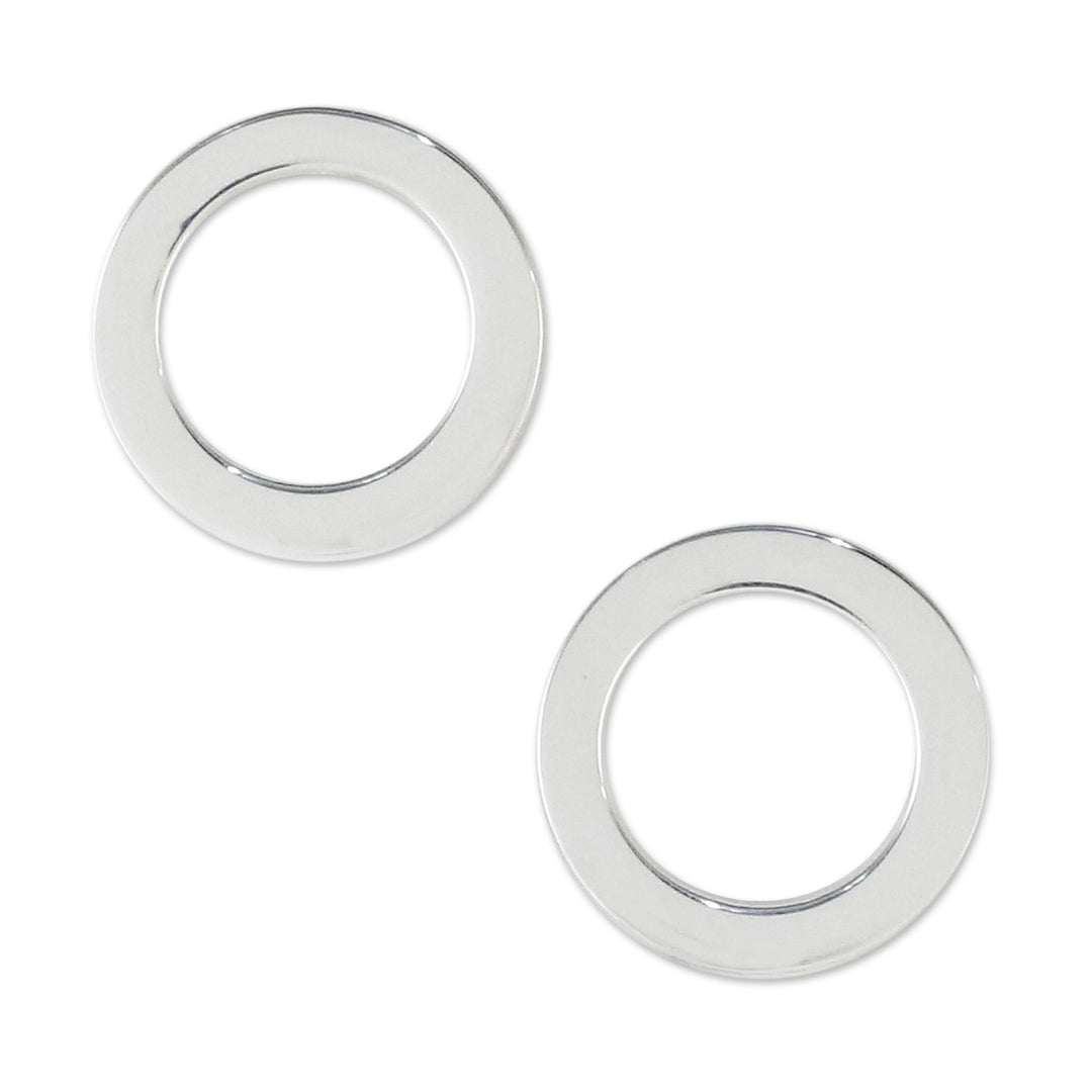 Handcrafted Sterling Silver Stud Earrings from Thailand - Simple Circles