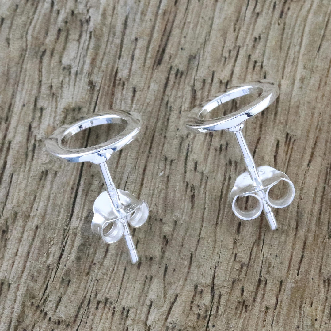Handcrafted Sterling Silver Stud Earrings from Thailand - Simple Circles