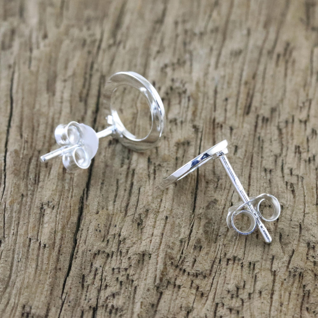 Handcrafted Sterling Silver Stud Earrings from Thailand - Simple Circles