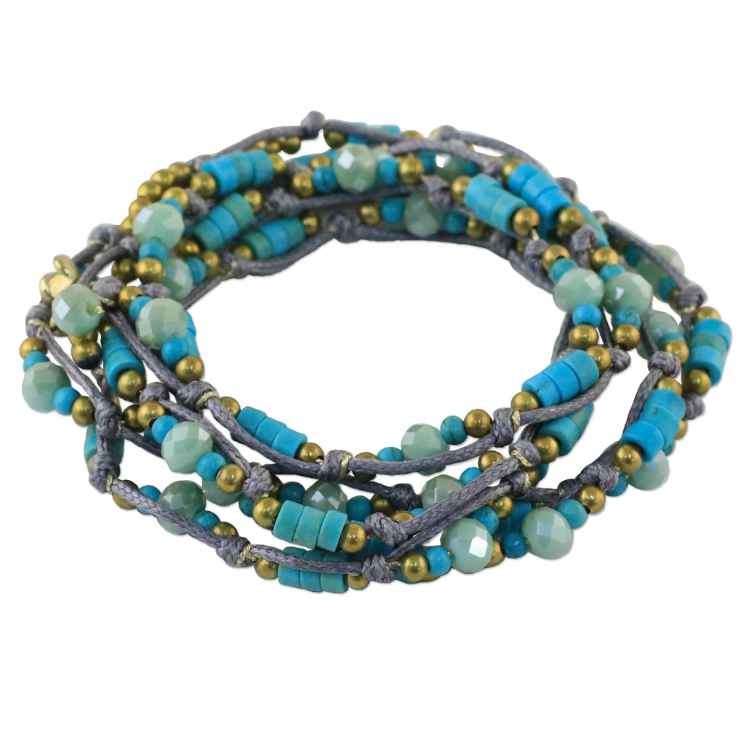 Light Blue Calcite Beaded Wrap Bracelet from Thailand - Ocean Party