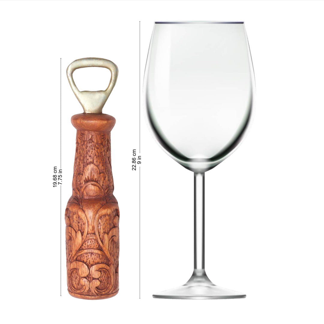 Handcrafted Suar Wood Floral Bottle Opener from Bali - Floral Refreshment