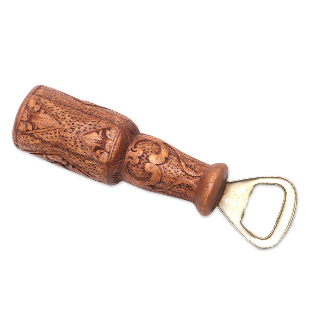 Handcrafted Suar Wood Bottle Opener from Bali - Refreshment Vine
