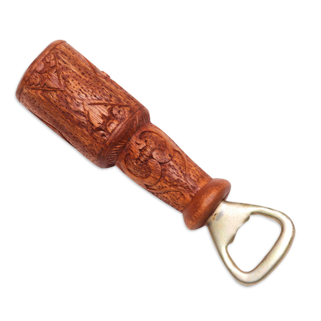 Handcrafted Suar Wood Bottle Opener from Bali - Refreshment Vine