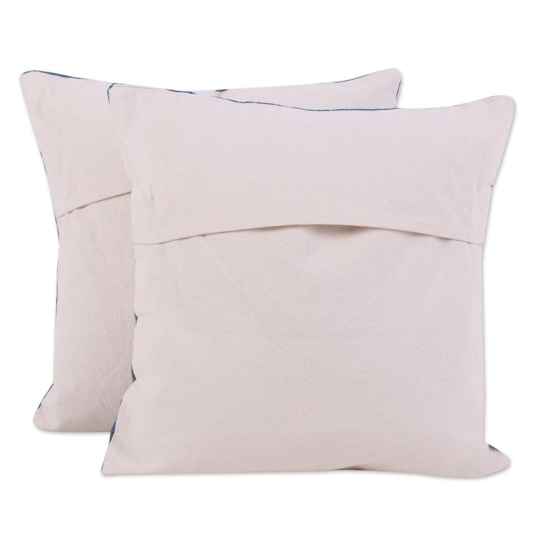 Two Embroidered Cotton Cushion Covers with Deer from India - Deer in Love