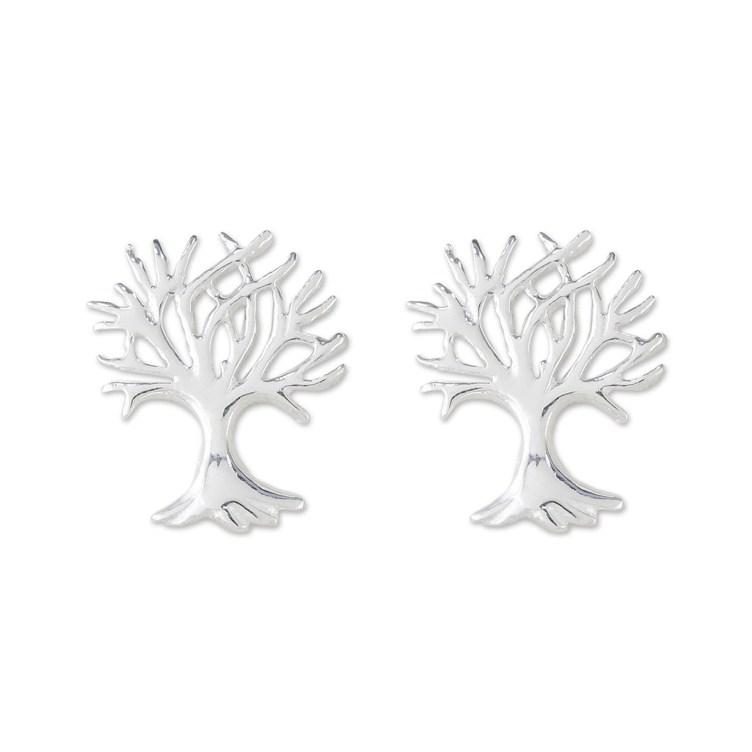 Sterling Silver Tree-Shaped Stud Earrings from Thailand - Branches Above