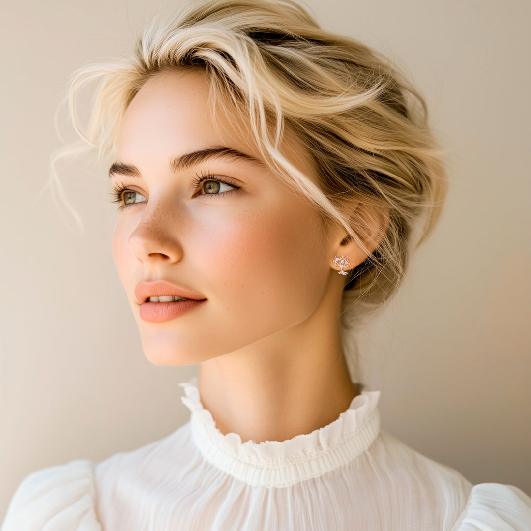 Sterling Silver Tree-Shaped Stud Earrings from Thailand - Branches Above