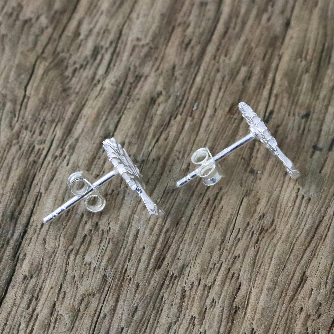 Sterling Silver Tree-Shaped Stud Earrings from Thailand - Branches Above