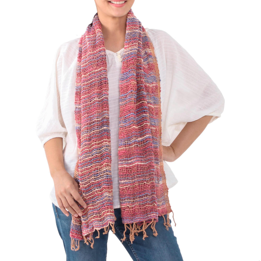 Handwoven Cotton Scarf with Candy Colors from Thailand - Charming Candy
