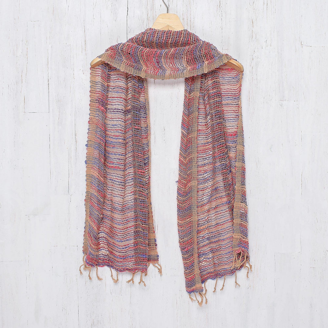 Handwoven Cotton Scarf with Candy Colors from Thailand - Charming Candy