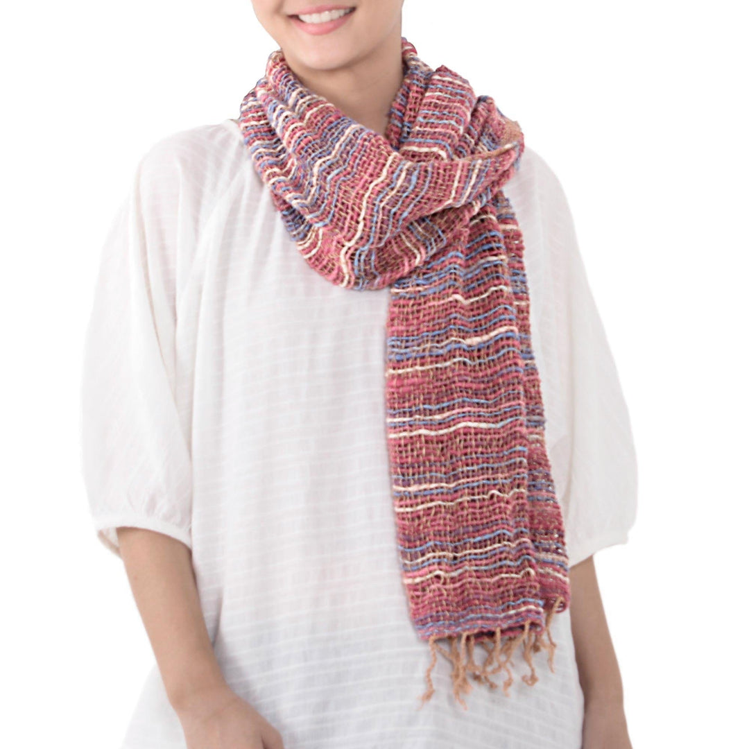 Handwoven Cotton Scarf with Candy Colors from Thailand - Charming Candy
