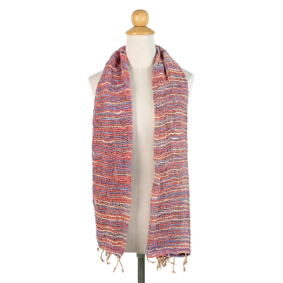 Handwoven Cotton Scarf with Candy Colors from Thailand - Charming Candy