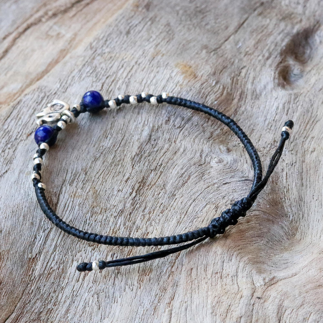 Karen Silver and Lapis Lazuli Elephant Beaded Bracelet - Spiritual Elephant