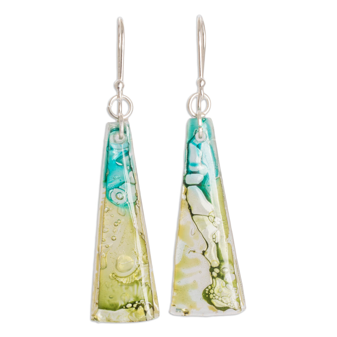 Recycled CD Earrings on 925 Silver Hooks Handcrafted Jewelry - Peaceful Life