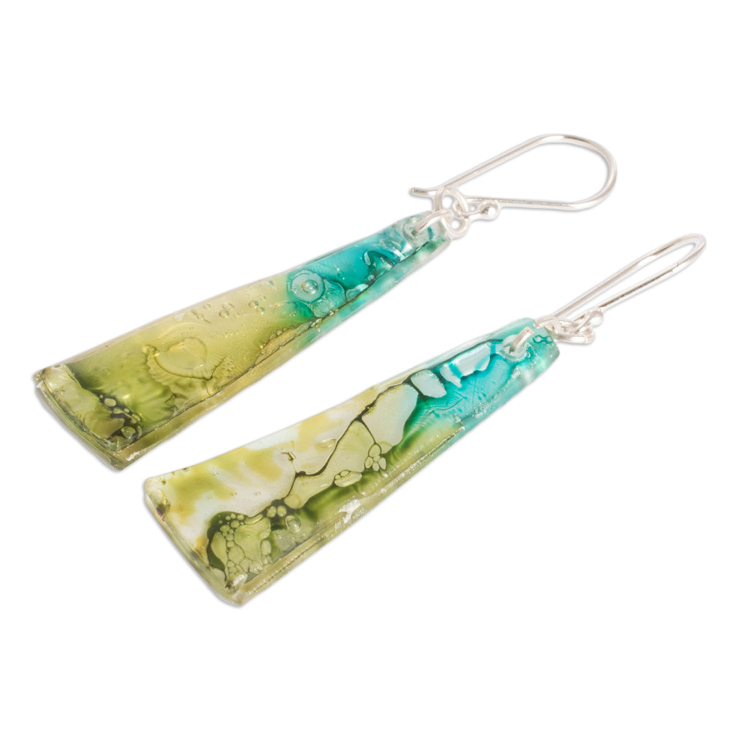 Recycled CD Earrings on 925 Silver Hooks Handcrafted Jewelry - Peaceful Life