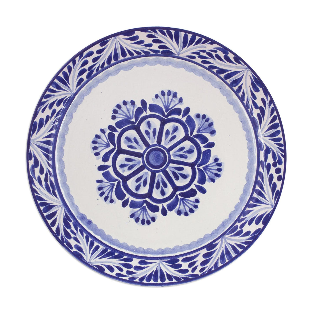 Two Round Majolica Ceramic Floral Dinner Plates from Mexico - Floral Tradition