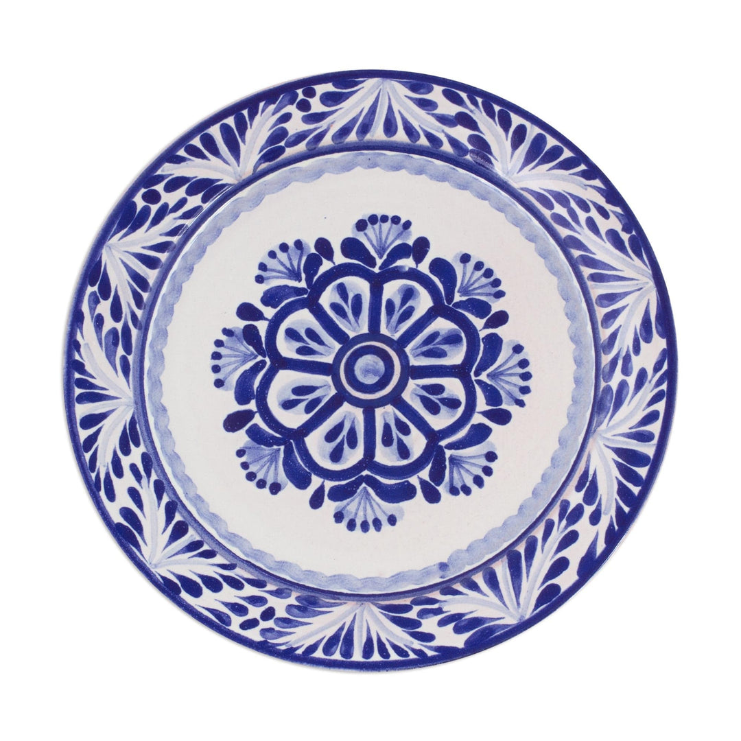 Two Round Majolica Ceramic Floral Salad Plates from Mexico - Floral Tradition