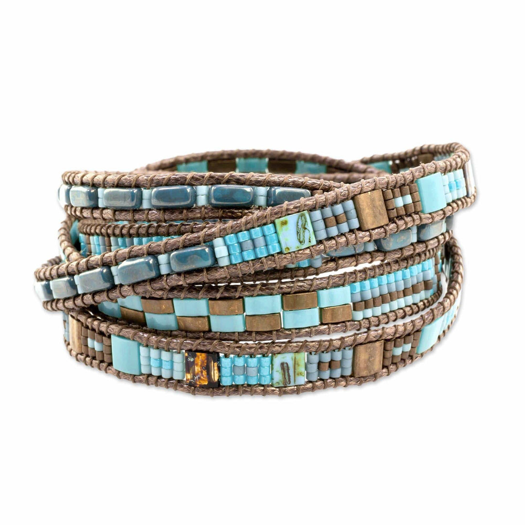 Colorful Glass Beaded Wrap Bracelet from Guatemala - Traditional Style