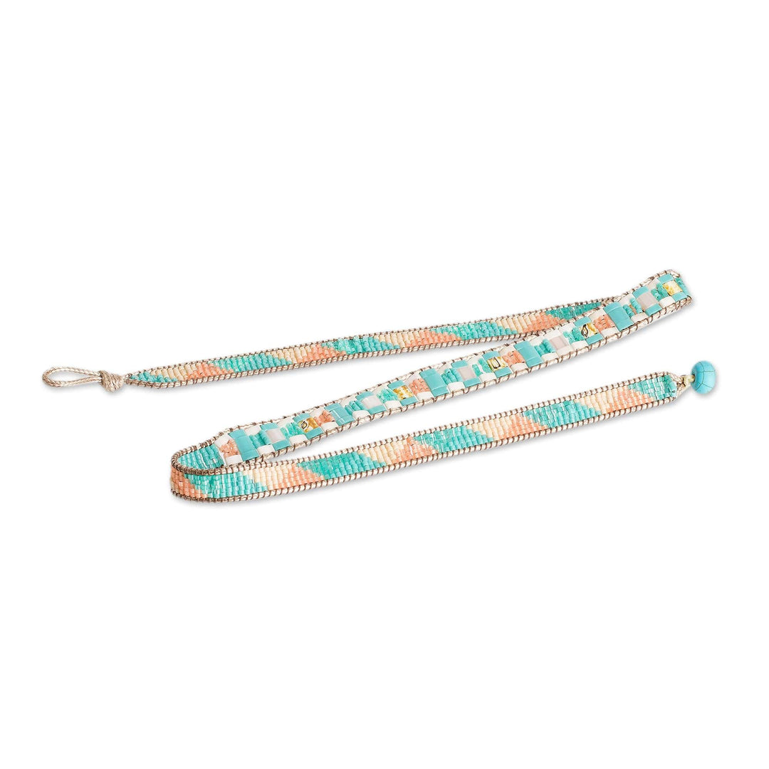 Colorful Glass Beaded Wrap Bracelet from Guatemala - Pastel Mountains