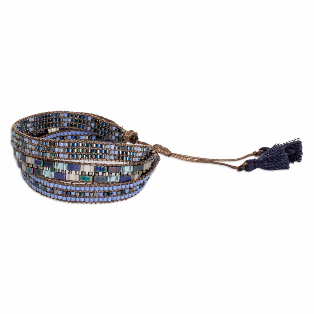 Adjustable Glass Beaded Wristband Bracelet from Guatemala - Soul of the Clouds