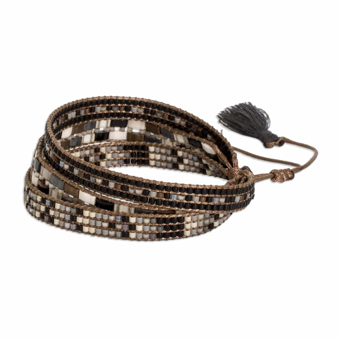 Adjustable Glass Beaded Wristband Bracelet from Guatemala - Soul of Serenity