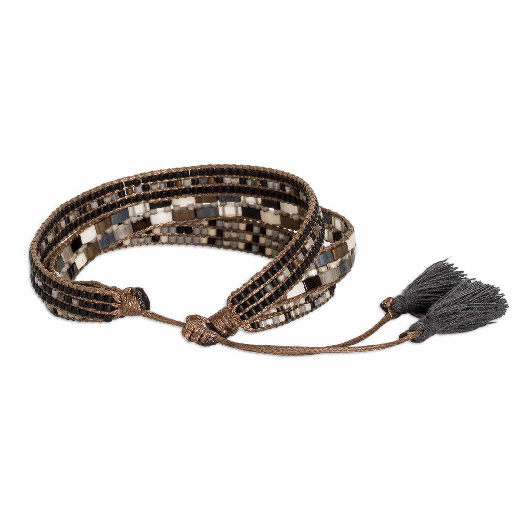 Adjustable Glass Beaded Wristband Bracelet from Guatemala - Soul of Serenity