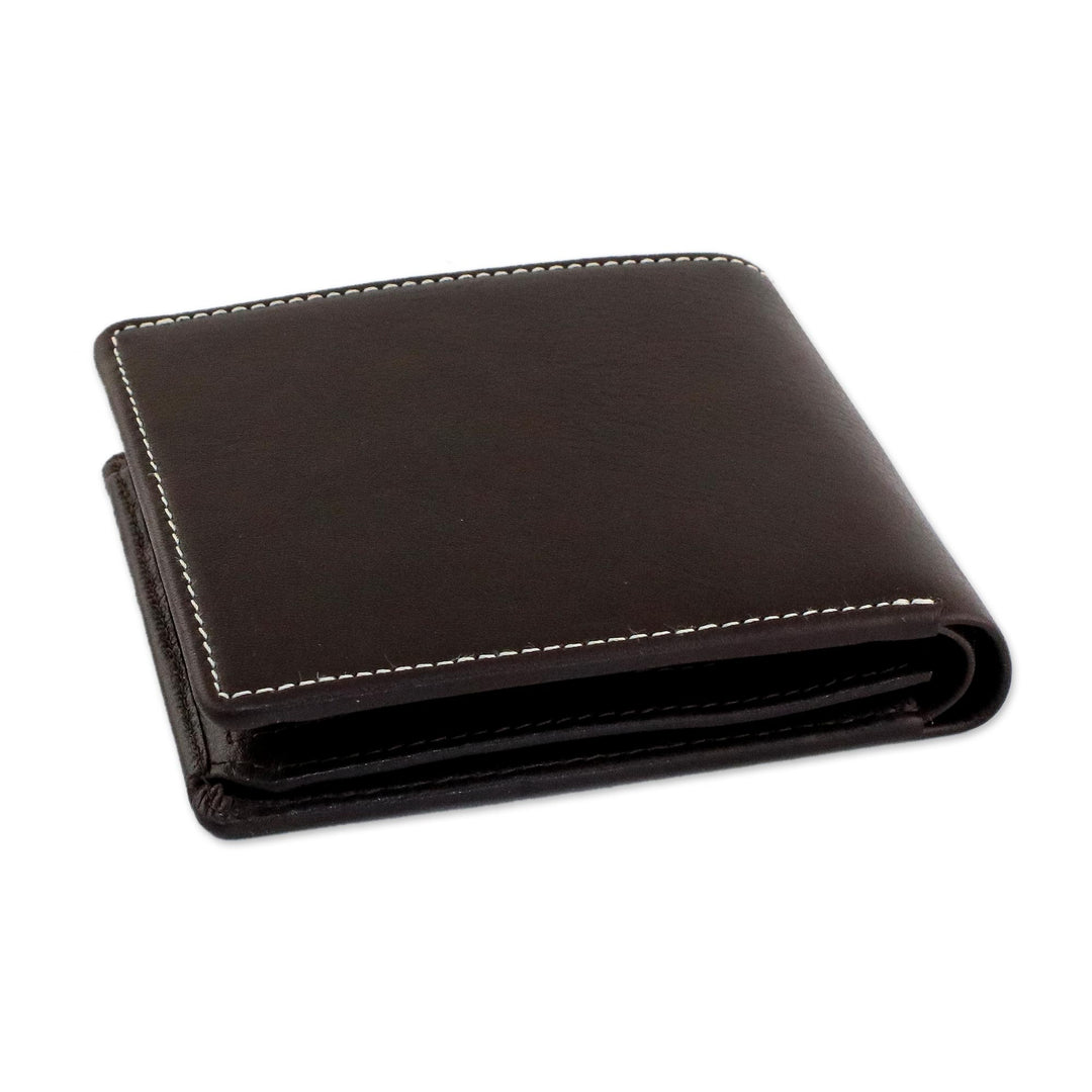 Fair Trade Men's Classic Bifold Leather Wallet in Dark Brown - Classic in Dark Brown