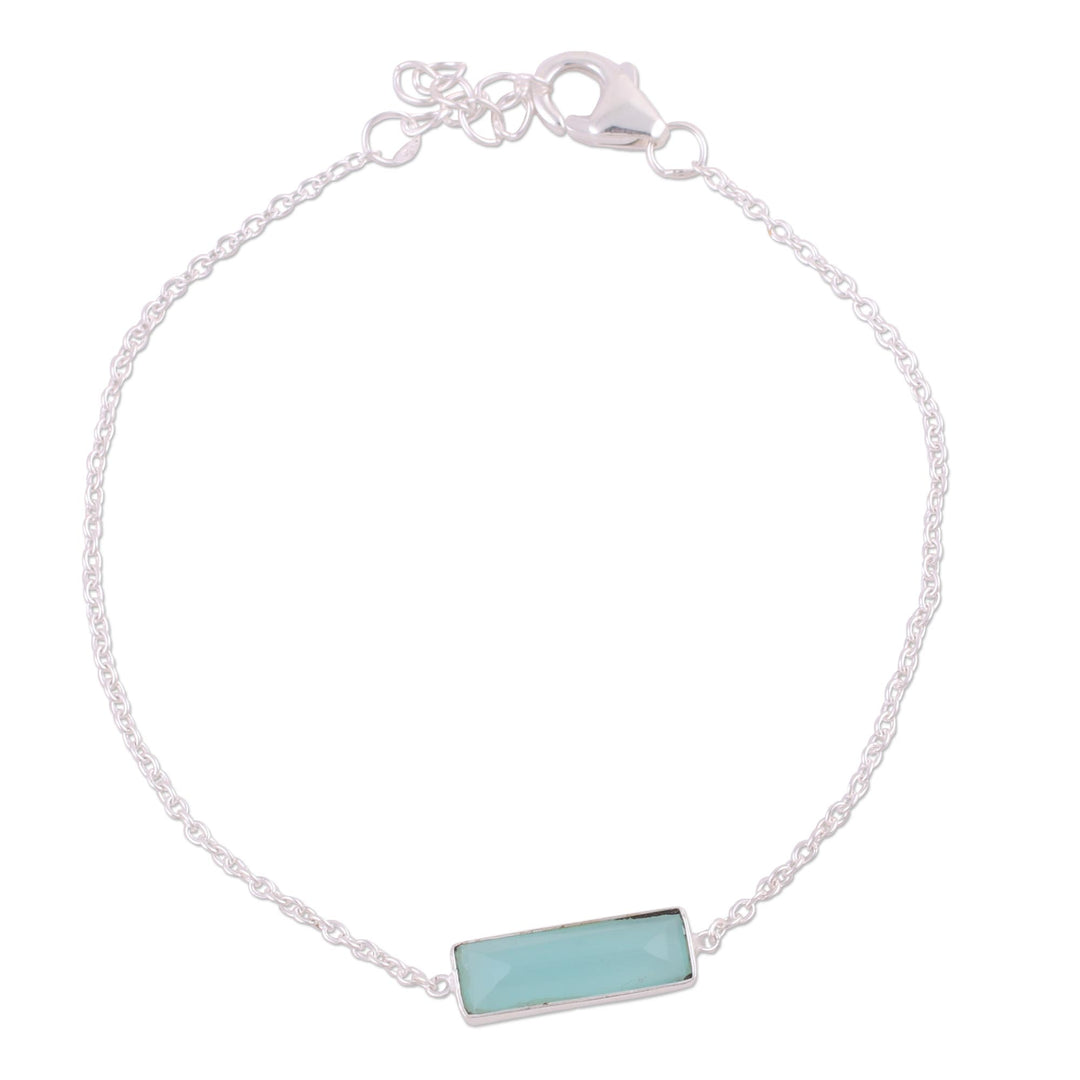 Chalcedony and Sterling Silver Bracelet from India - Elegant Prism