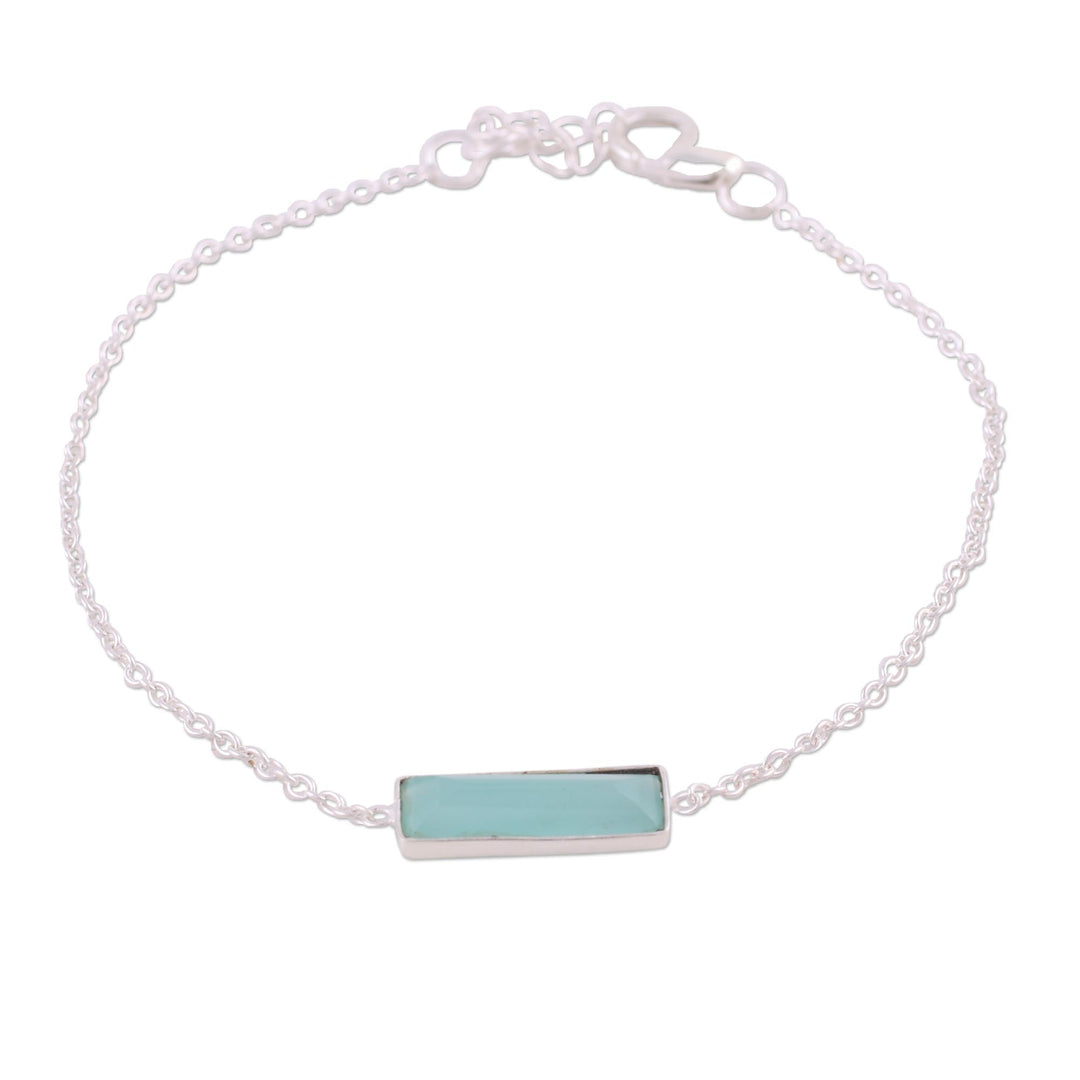 Chalcedony and Sterling Silver Bracelet from India - Elegant Prism