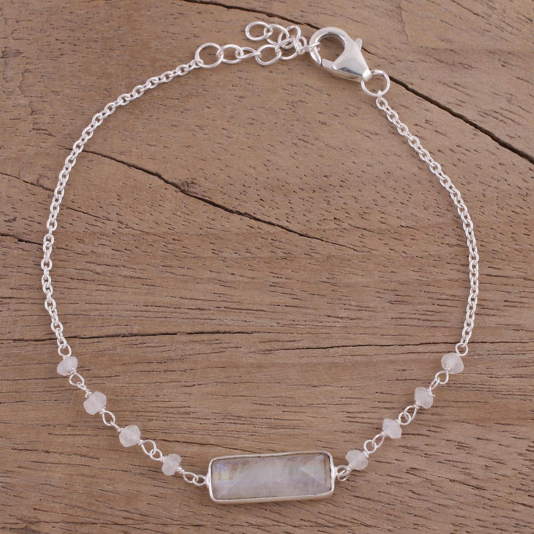 Rainbow Moonstone Beaded Pendant Bracelet from India - Magical Prism